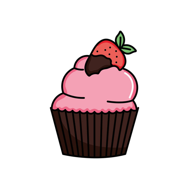 strawberry cupcake icon, colorful design - Vector, Image