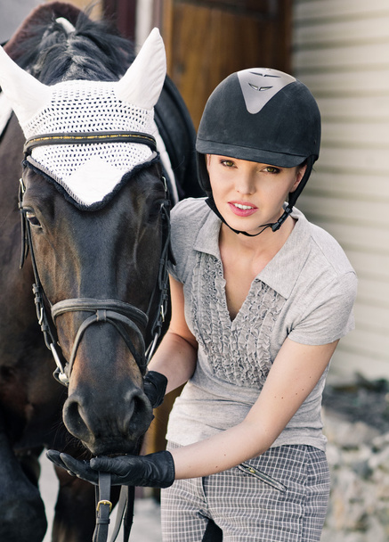 Portrait with horse - Foto, imagen