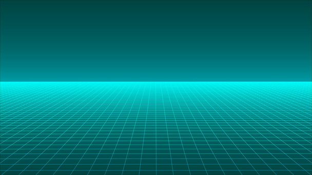 Futuristic background in retro style. Digital grid landscape of the 80s. Vector background. - Vector, Image