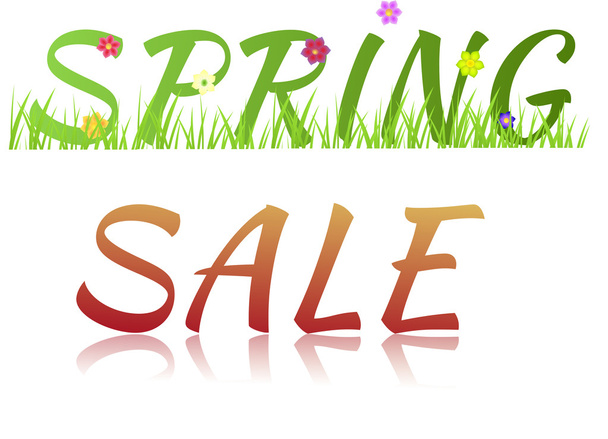 Inscription Spring sale with flowers,grass and glass effect - Photo, Image