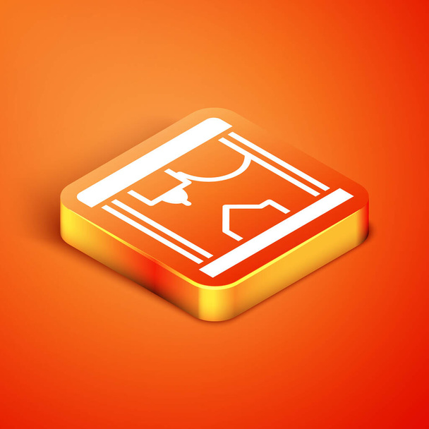 Isometrisches 3D-Druckersymbol isoliert auf orangefarbenem Hintergrund. Vektor. - Vektor, Bild