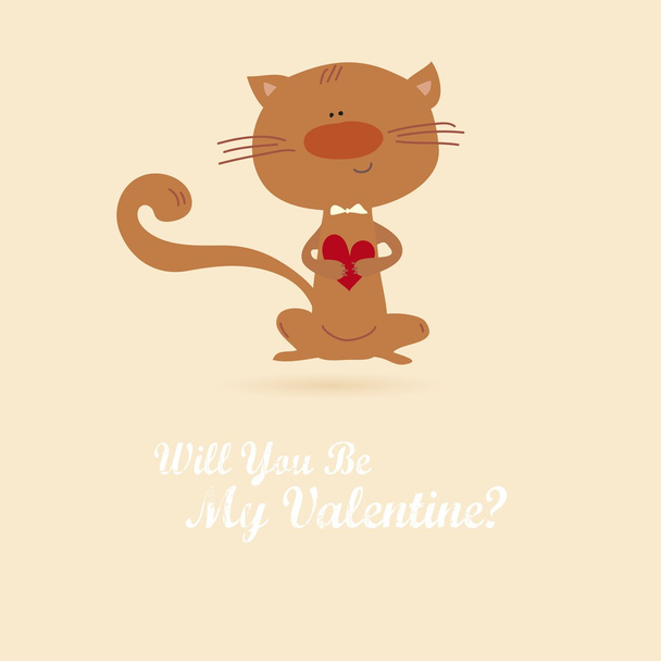 Vector vintage love card with cute animal. - Vector, imagen