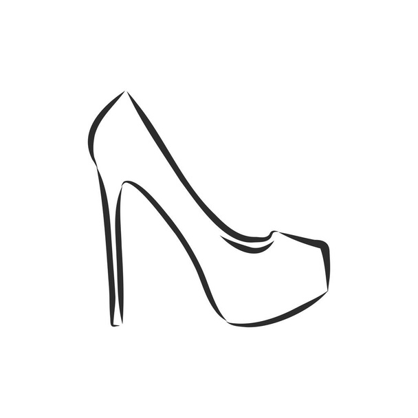 Woman's shoe, vector sketch women's Shoe, vector sketch illustration - Vector, Imagen
