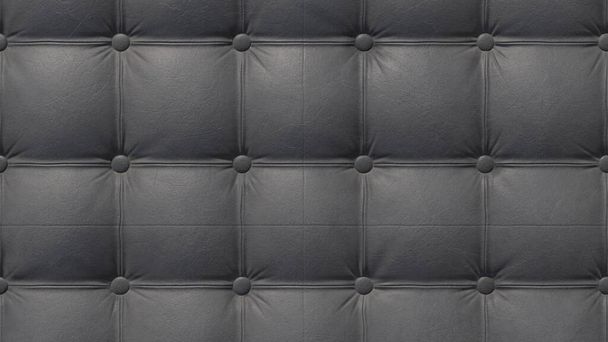 Close-up background of gray vintage Chesterfield leather sofa. 3D-rendering - Photo, Image