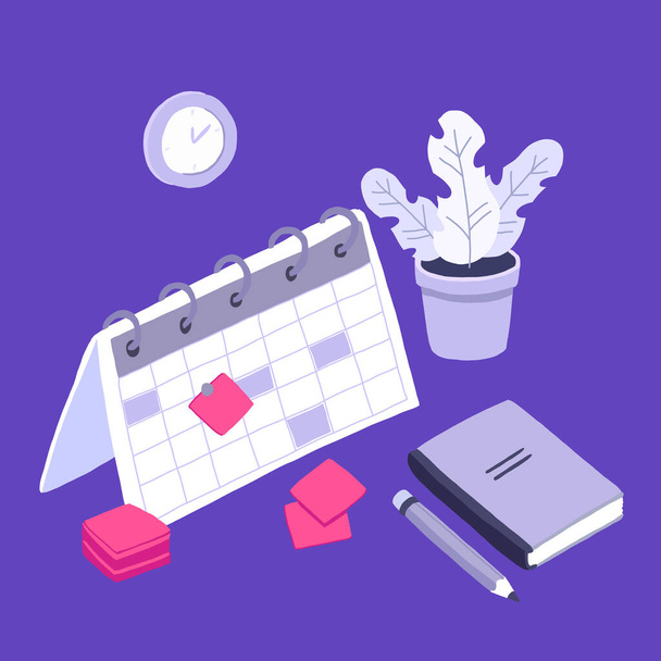 Isometric planning business task schedules for the week. Online business schedule, planning schedule, news, reminder, and events concept. - Vector, Image