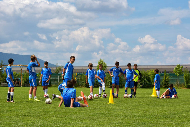 GHIMBAV, BRASOV, ROMANIA - AGUST 3: Soccer football training camp for kids, children at FOREX GHIMBAV, Romania 03 august 2016 - Fotografie, Obrázek