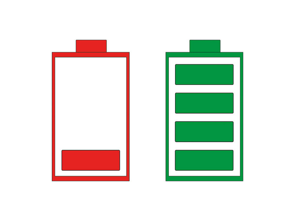 Baterie zielony czerwony wektor izolowane na białym tle - Zdjęcie, obraz