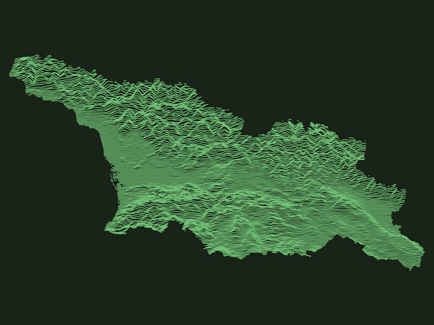 Тактическая военная изумрудная 3D-топография Карта европейской страны Грузии - Вектор,изображение