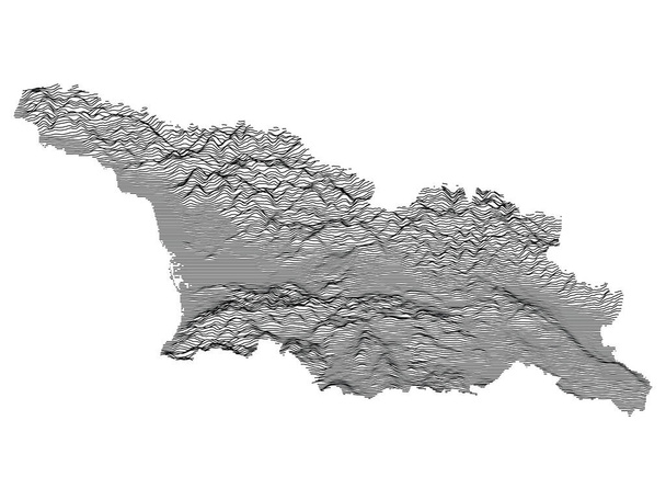 Gri 3D Gürcistan Avrupa Ülkesi Topografi Haritası - Vektör, Görsel