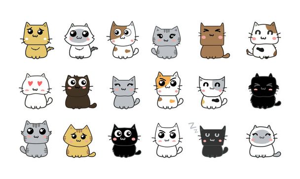 set van schattige katten, vector illustratie - Vector, afbeelding