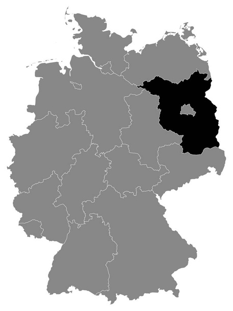 Negro Mapa de Ubicación del Estado Federal Alemán de Brandeburgo en Grey Mapa de Alemania - Vector, Imagen