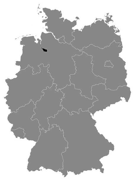 Almanya 'nın Gri Haritası İçinde Alman Özgür Hanedan Şehri Bremen' in Siyah Konum Haritası - Vektör, Görsel