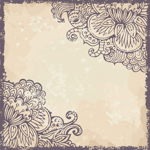 Hand drawn shabby floral background - Vector, imagen