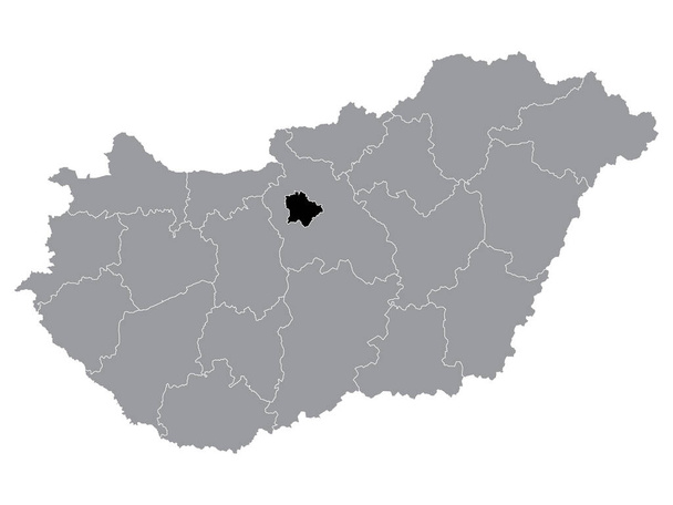 Czarna lokalizacja Mapa węgierskiej gminy Budapeszt w Szarej Mapa Węgier - Wektor, obraz