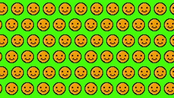 Pixel Smiley animierte Hintergrundmuster. 4K-Video. - Filmmaterial, Video