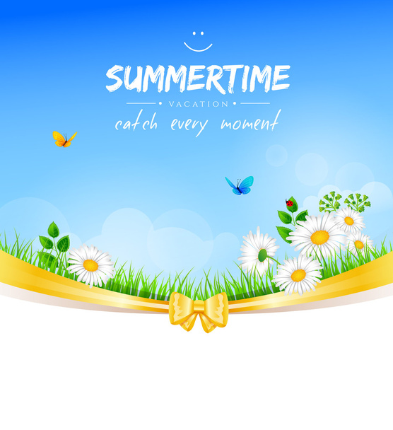 Summer background with grass - Vector, imagen