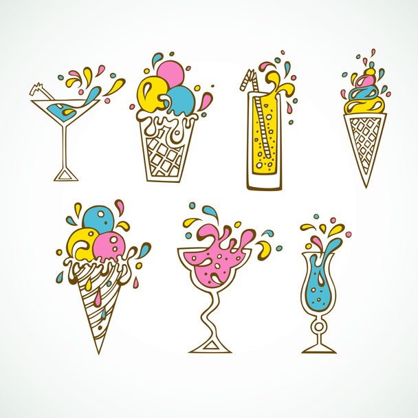 Cocktails icons - Vector, imagen