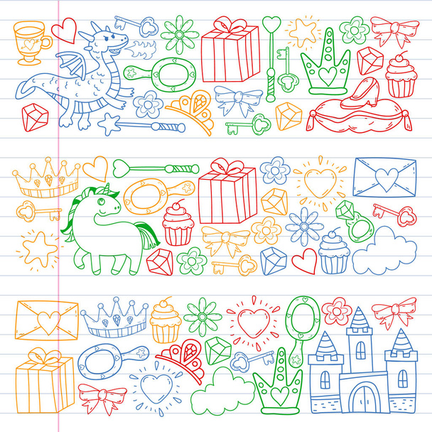 Princess and fantasy icon and and design element for invitation and greeting card. - ベクター画像