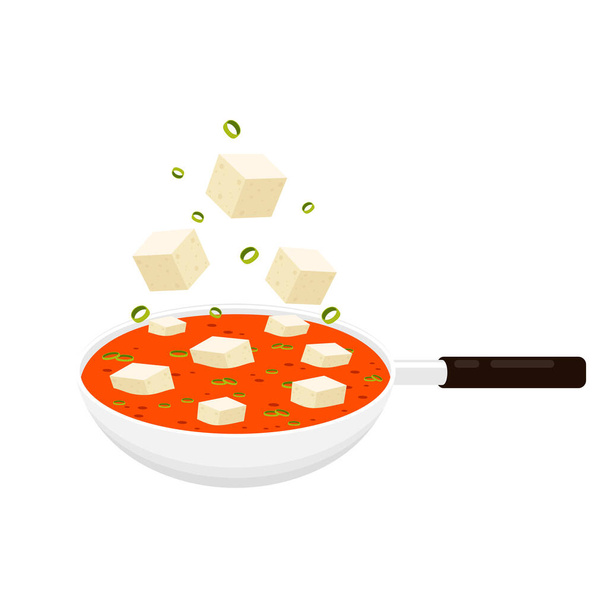 Tofu Kimchi keittovektori. Tofu Kimchi keitto valkoisella taustalla. Tofu Kimchi Keitto on Korean ruokaa. - Vektori, kuva