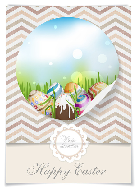 Easter Background With Eggs In Grass. - Vector, imagen