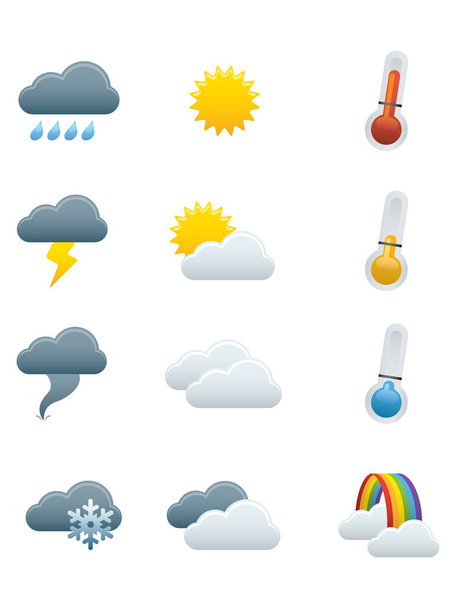 Collection détaillée d'icônes de prévisions météorologiques colorées 3D - Vecteur, image