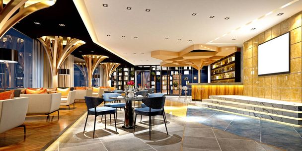 3D-Darstellung des Café-Restaurants - Foto, Bild