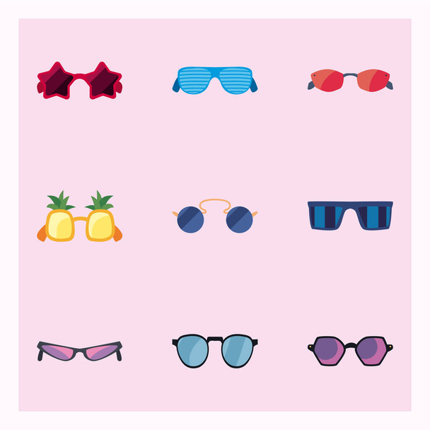 collection eyeglasses of different styles - Vector, Image