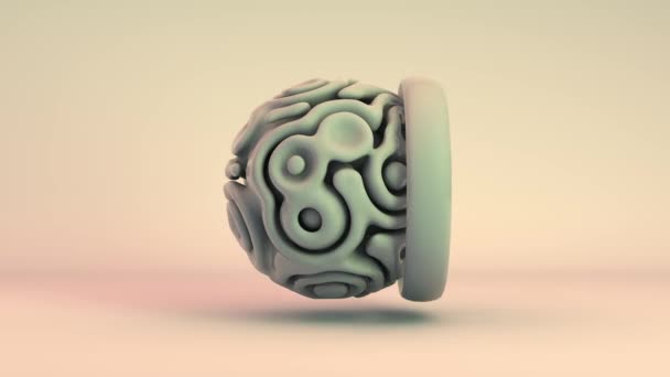 3D loop animation of an abstract body with many convolutions on the surface. the ring passes over the top of the body and it starts to move its brain. Abstract idea, banner, screen saver. - Footage, Video