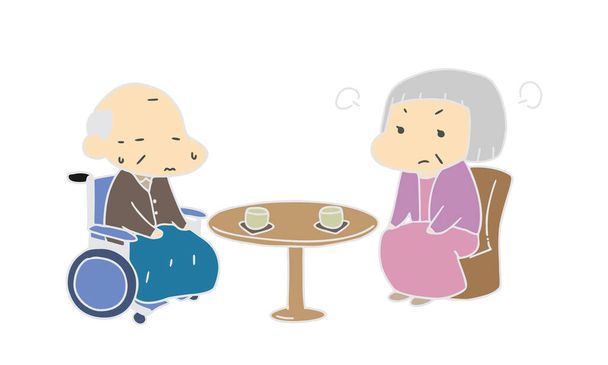 Уход за больными: старики ссорятся - Вектор,изображение