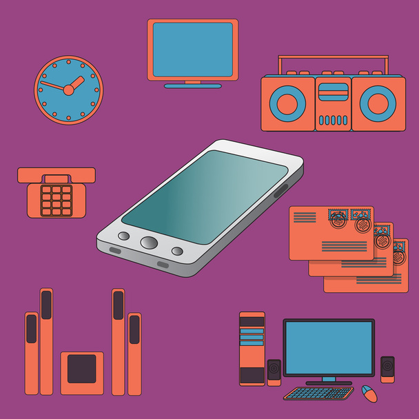 Many functions carries a modern mobile phone. - Vector, Image