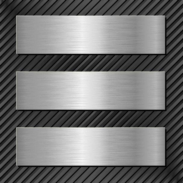 три металеві банери на чорному тлі
 - Вектор, зображення