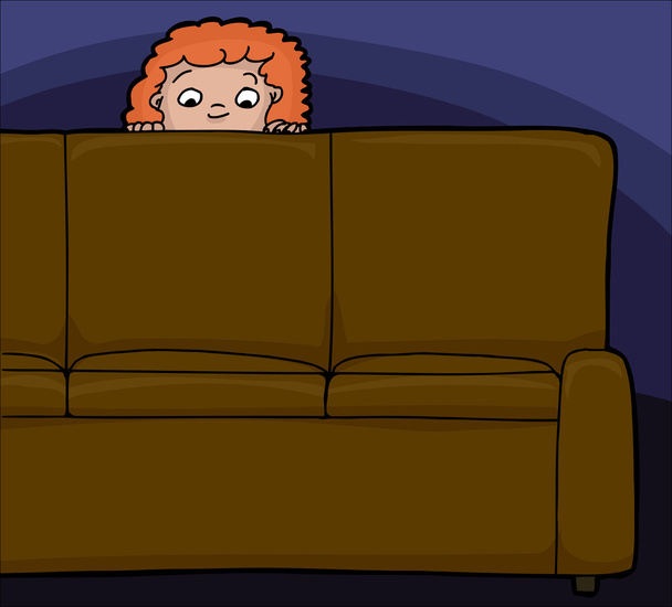 Niño detrás del sofá
 - Vector, imagen