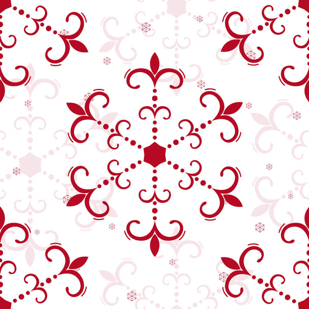 Met de hand getekend prachtig naadloos patroon van opengewerkte sneeuwvlokken. Gelukkig Nieuwjaar en Kerstmis decoratieve vector illustratie voor wenskaart, uitnodiging, behang, inpakpapier, stof - Vector, afbeelding