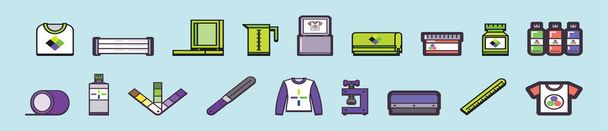 screen printing tools. cartoon icon design template with various models. modern vector illustration isolated on blue background - Vector, Image