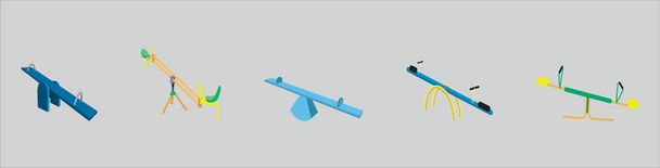 conjunto de balancín o madera. ilustración vectorial moderna aislada sobre fondo azul - Vector, Imagen