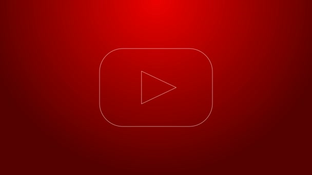 Green line Play icon isolated on red background. 4K Video motion graphic animation - Footage, Video