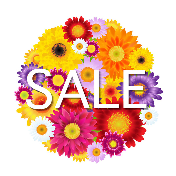 Colorful Gerbers Flowers Ball Sale - Vector, Image