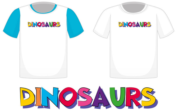 Logo de los dinosaurios en diferentes camisas blancas aisladas sobre fondo blanco ilustración - Vector, imagen