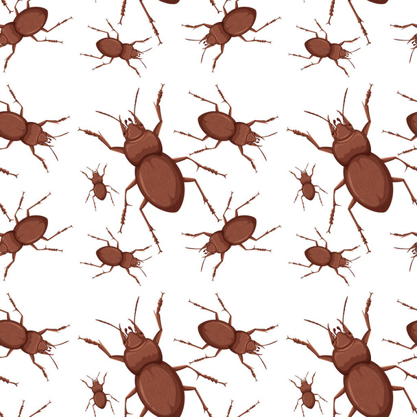 Бесшовная фоновая иллюстрация насекомых жуков - Вектор,изображение