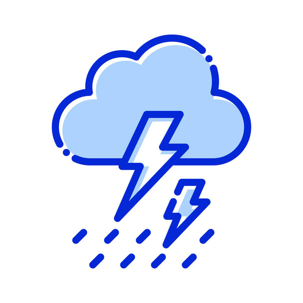 Clouds, thunder, rain, weather fully editable vector icon - Vector, Image