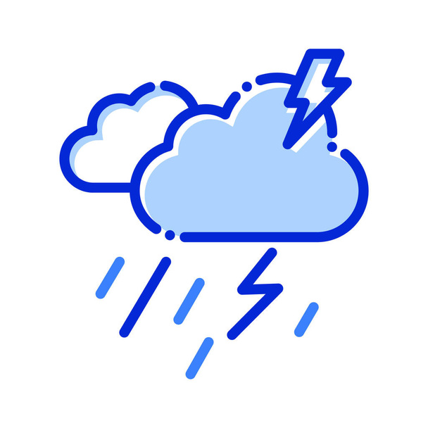 Облака, дождь, гром, шторм полностью редактируемый векторный значок - Вектор,изображение