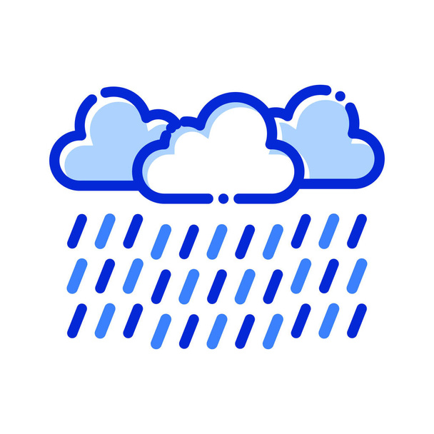 Lluvia, nubes, tiempo, lluvia icono vectorial totalmente editable - Vector, Imagen