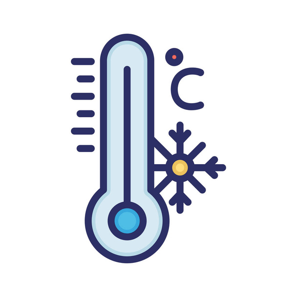 Θερμόμετρο, θερμοκρασία, celsius, ψυχρό πλήρως επεξεργάσιμο διανυσματικό εικονίδιο - Διάνυσμα, εικόνα