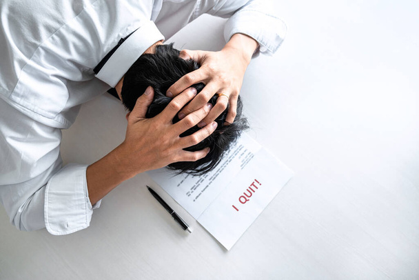 Feeling sick and tired, businessman frustrated and stress to resignation. - Fotoğraf, Görsel