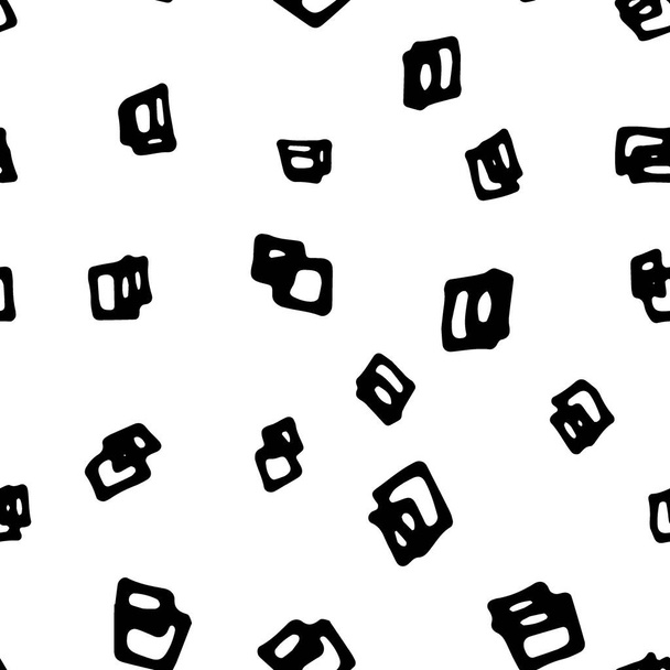 Curved squares. Doodle seamless pattern. Black on white. Sloppy hand-drawn squares. Seamless pattern for background, fabric, packaging, layer, wrapper, cover. Vector hand drawing. - Vector, Image