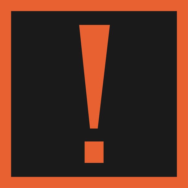 Orange exclamation mark on black background. Hazard warning sign. Vector illustration - Vector, Image