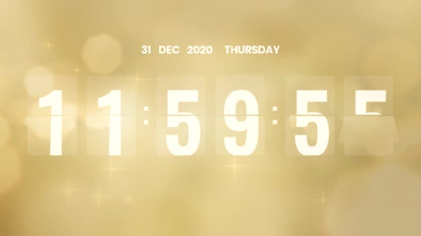 Happy New Year greetings written in gold letters on a gold background with shining stars - Footage, Video