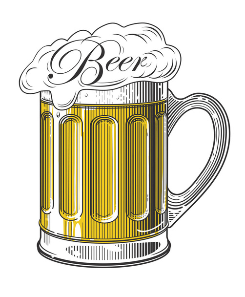 Пиво в винтажном стиле гравировки
 - Вектор,изображение