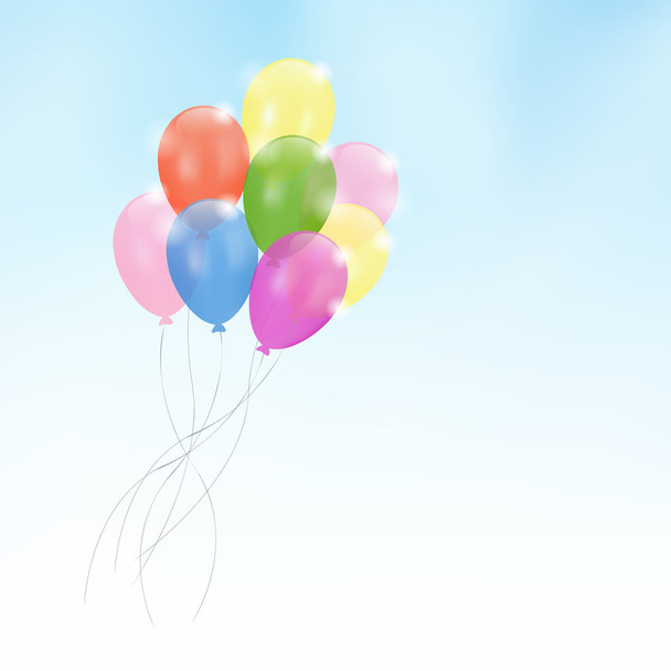 aranyos születésnap kártya meghívó fényes party léggömbök, vektoros illusztráció háttér - Vektor, kép