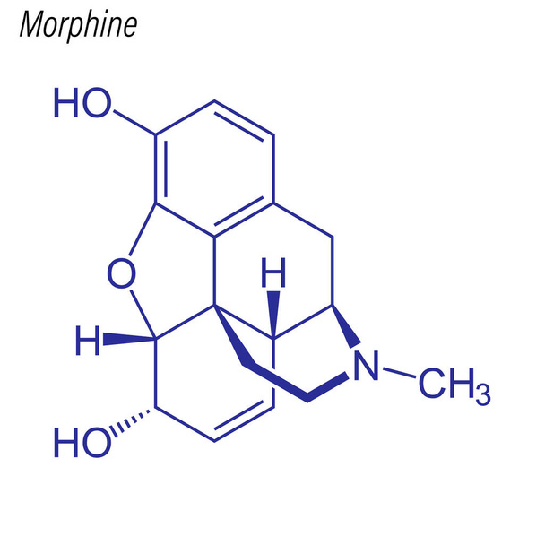 Skeletal formula of Morphine. Drug chemical molecule. - Vektör, Görsel